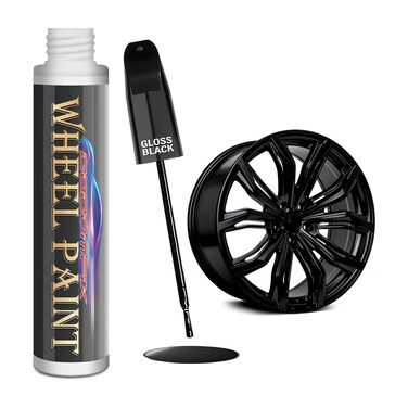 Gloss Black Rim Touch Up Paint, Car Wheel Scratch Repair Touch Up Paint Pen, Quickly Fix Rim Scratches, Curb Rashes and Surface Damage, Universal Color Black Rim Paint (Gloss Black)
