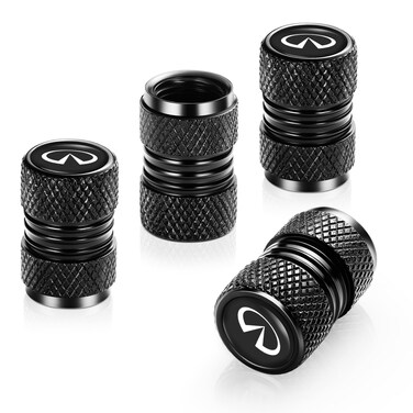 AiGMY 4 Pcs Metal Car Wheel Tire Valve Stem Caps for Infiniti Q50 FX35 FX37 F50 QX70 QX60 EX35 Logo Tire Cover Accessories. (Black)