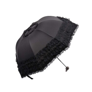 WANLIAN Folding umbrella Travel Umbrella Folding UV Resistance Lace Parasol Umbrella Sun Umbrella For Women Girls sunshades with lace decoration (black)