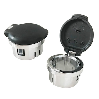 LECWOF Set of 2 Plug Cover Cap 12V Chrome Replacement Power Outlet Dash Retainer Cigarette Lighter Plug Retainer for Chevrolet Silverado GMC Sierra 1500 2500HD 3500 2007-2013 20983936