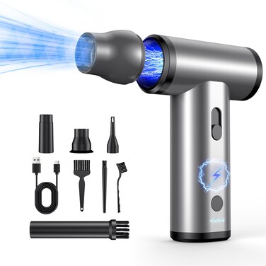 Compressed Air Duster, 300000RPM Air Blaster Electric Cleaner for Keyboard, PC Deep Cleaning, Component,Air Bed,Infinitely Speed Replace Compressed Air Can-No Canned Air Duster,Rechargeable Air Blower