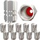 Tire Valve Caps (12 Pack) Heavy-Duty Stem Covers   Dust Proof, with O Rubber Seal   Hexagon Design   Outdoor, All-Weather, Leak-Proof Air Protection   Light-Weight Universal Aluminum Alloy (Silver)