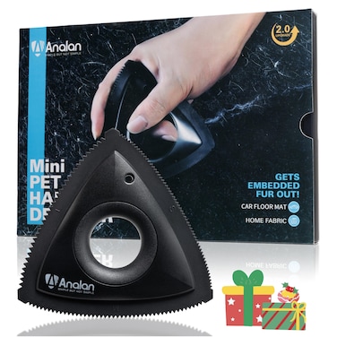 Analan Mini Pet Hair Remover for Car Detailing Supplies, Carpet Dog Hair Remover for Car Interior, Triangle Dog Hair Remover for Auto Detailing, Couch, Furniture, Lint, Carpet(Matte Black)
