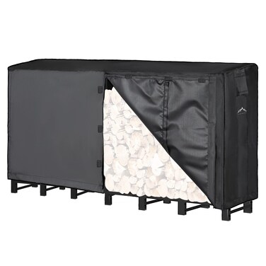 Himal 8ft Waterproof Firewood Cover, Heavy Duty 600D Oxford Outdoor Storage Wood Rack Cover with Buckle (Log Rack not Included)
