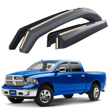 Goodyear Shatterproof in-Channel Window Deflectors for Trucks Dodge RAM 2009-2018 Crew Cab 1500 2500 3500, Rain Guards, Window Visors for Cars, Vent Deflector, Truck Accessories, 4 pcs- GY003404