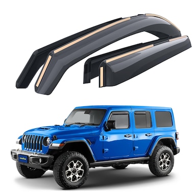 Goodyear Shatterproof in-Channel Window Deflectors for Jeep Wrangler JL 2018-2025/Jeep Gladiator 2020-2025, Rain Guards, Window Visors for Cars, Vent Deflector, Car Accessories, 4 pcs - GY003423LP