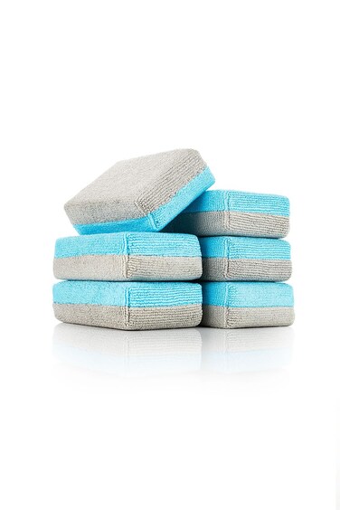 The Rag Company - Ultra No Soak Coating Applicator - Ultra Blue and Ice Grey - 6 Pack - 3 Inch by 5 Inch Applicator Sponge