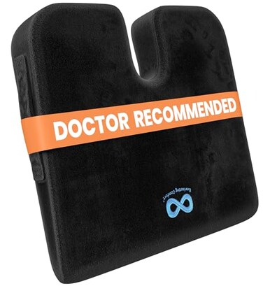 Everlasting Comfort Memory Foam Car Seat Cushion - Tailbone Pain Relief, Driving Seat Cushion for Short People - Office, Wheelchair, Gaming Chair, Travel - Non-Slip, Washable Cover