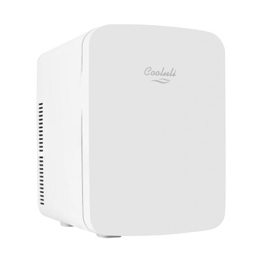 Cooluli 15L Mini Fridge for Bedroom, Car, Office Desk &amp; College Dorm - 12V Portable Cooler &amp; Warmer for Food, Drinks, Skincare - AC/DC Small Refrigerator with Glass Front, White