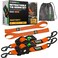 Rhino USA Retractable Ratchet Straps (2-Pack) - 2 Inch x 10 Feet (3,033lb Break Strength) - Heavy Duty Auto Self Retracting Tie Down Straps for Truck, Cargo Trailer, Motorcycle, Rad &amp; More - Orange