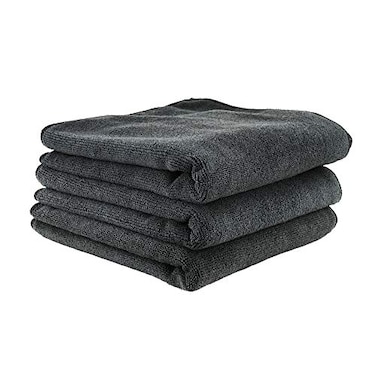 Chemical Guys MIC35303 Workhorse Professional Grade Microfiber Towel, Black, (Safe for Car Wash, Home Cleaning &amp; Pet Drying Cloths) 16" x 16", Pack of 3