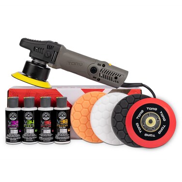 Chemical Guys BUF_503X TORQX Random Orbital Polisher, Pads, Polishes &amp; Compounds Kit (Safe for Cars, Trucks, SUVs, &amp; More) 700W, Orbit 8mm - 9 Items