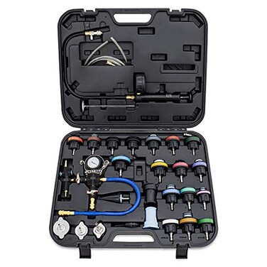 Mishimoto MMTL-CPT-28 Coolant Pressure Tester and Vacuum Refill Kit, 28-Piece Universal Fit, Black
