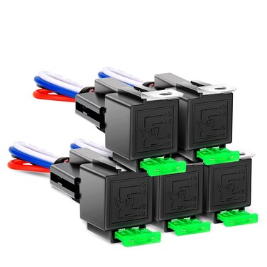 Nilight 50023R 5 Pack 30A Fuse Relay car Truck Socket kit-30A Switch Harness Set-12V DC 4-Pin SPST Automotive 14 AWG Hot Wires-Auto Switches &amp; Starters S