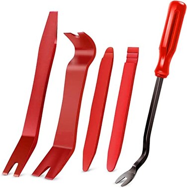 GOOACC 5 PCS Nylon Auto Trim Removal Tool Kit No-Scratch Removal Tool Kit for Car Panel &amp; Audio Dashboard Dismantle Red