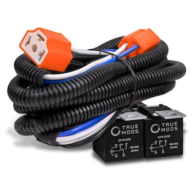 True Mods H6054 H4 LED Headlight Wiring Harness [Negative Switched Conversion] [Fused] Universal H4 Head Light Relay Harness Kit for 9003 H5054 H6054LL 6014 H6024 6052 6053 Subaru Toyota Jeep Headlamp