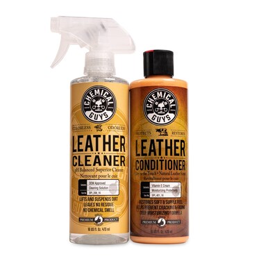 Chemical Guys SPI_109_16 Leather Cleaner and Leather Conditioner Kit for Use on Leather Apparel, Furniture, Car Interiors, Shoes, Boots, Bags &amp; More (2 - 16 fl oz Bottles)
