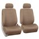 FH Group Front Set Faux Leather Car Seat Covers for Low Back Seat with Removable Headrest, Universal Fit, Easy to Clean Seat Covers for SUV, Sedan Van Tan