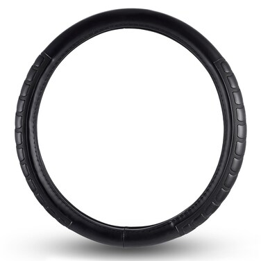 FH Group FH2006BLACK Universal Fit Microfiber Embossed Leather Black Steering Wheel Cover Fits Most Cars, SUVs