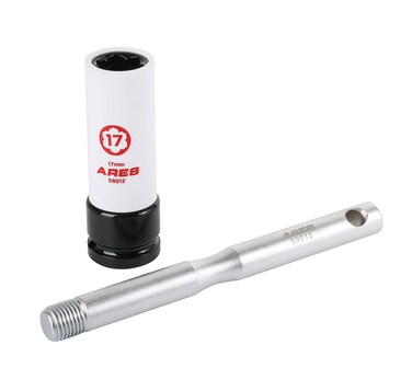 ARES 59012-17mm Non Marring Convex Lug Nut Socket - M14x1.5 Wheel Hanger Alignment Tool - Socket Compatible with Mercedes - 1/2-Inch Drive Socket Designed for Flower Head Lug Nuts