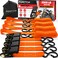 FORTEM Ratchet Straps, 2300lb Break Strength, 4 Pack 15ft x 1in Tie Down Strap Set, 4 Soft Loops, Motorcycle Straps Tie Downs, Cargo Cam Buckles, Rubber Handles, Safety Lock S Hooks, Carry Bag