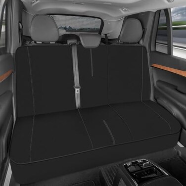 Motor Trend SpillGuard Neoprene Rear Seat Protector - Waterproof Bench Cover for Cars With Gray Stitching, Padding for Kids &amp; Dogs