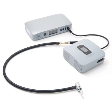 HALO Bolt ACDC Max with Air Compressor, Car Jump-Starting Portable Power Bank &amp; Phone Laptop Charger with Interchangeable Air Nozzles, Silver Metallic (HALO-Bolt-ACDC-MAX+DC)