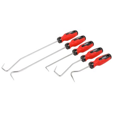 ARES 10038-5-Piece Hose and Seal Removal Set - Includes 90 Degree Seal Pick and Single and Double Offset Hose Removers - Chrome-Plated Steel Shafts - Easily Remove Hoses, Clips, Clamps, and More