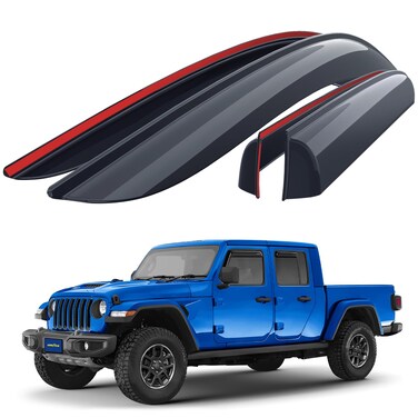 Goodyear Shatterproof Window Deflectors for Jeep Gladiator 2020-2025, Tape-on Rain Guards, Window Visors, Vent Deflector Visor, Car Accessories, 4 pcs. - GY008524