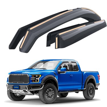 Goodyear Shatterproof in-Channel Window Deflectors for Ford F150 Raptor 2017-2020 SuperCab, Rain Guards, Window Visors for Cars, Vent Deflector, Car Accessories, 4 pcs - GY007734