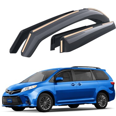 Goodyear Shatterproof in-Channel Window Deflectors for Toyota Sienna 2011-2020, Rain Guards, Window Visors for Cars, Vent Deflector, Car Accessories, 4 pcs - GY007926