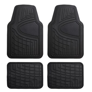 FH Group Automotive Floor Mats - Heavy-Duty Rubber Floor Mats for Cars, Universal Fit Full Set, Climaproof &amp; Trimmable Floor Mats for Most Sedan, SUV, Truck, Black
