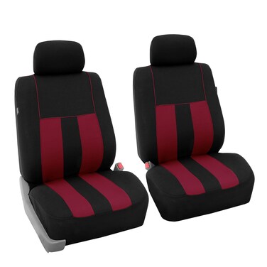 FH Group Car Seat Covers Front Set Cloth -Seat Covers for Low Back Seats with Removable Headrest,Universal Fit,Automotive Seat Cover,Airbag Compatible Car Seat Cover for SUV,Sedan,Van Burgundy