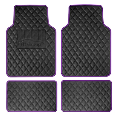 FH Group Floor Mats - Faux Leather Floor Mats for Cars, Universal Fit Automotive Floor Mats, All Purpose Car Floor Mats, PU Leather Protector Mat for Most Sedan, SUV, Truck Floor Mats Purple