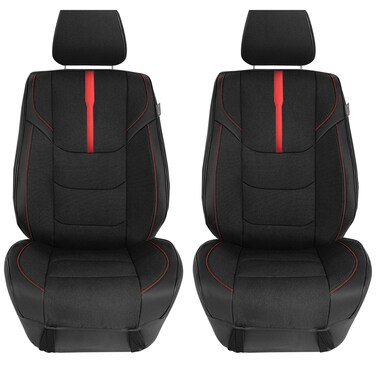 FH Group Front Set Oxford Car Seat Covers for Low Back Car Seats with Removable Headrest, Universal Fit, Airbag Compatible Seat Cover for SUV, Sedan, Van, Red