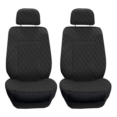 FH Group Front Set Neosupreme Car Seat Cover for Low Back Seats with Removable Headrest, Universal Fit, Airbag Compatible, Car Seat Cover for SUV, Van Black