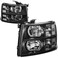 DNA Motoring HL-OH-CSIL07-BK-CL1 Pair of Black Housing Headlights Compatible with 07-13 Silverado 1500 / 07-14 Silverado 2500 3500 &amp; HD Models