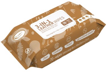 Air Jungles 3in1 Leather Cleaner Wipes 70 Count (Pack of 1), Extra Large 8" x 10" Size Leather Clean Condition Protect Wipes for Vinyl, Apparel Furniture Auto Car Interior Shoes Boots Bags