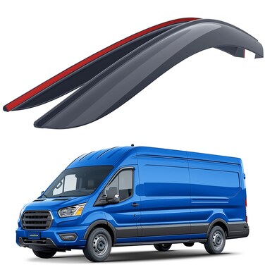 Goodyear Shatterproof Window Deflectors for Ford Transit 2014-2025, Tape-on Rain Guards, Window Visors, Vent Deflector, Vent Visor, Truck Accessories, 2 pcs - GY003242LP