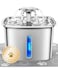 Veken Innovation Award Winner Stainless Steel Cat Water Fountain, 95oz/2.8L Automatic Pet Fountain Dog Water Dispenser with Replacement Filters &amp; Silicone Mat for Cats, Dogs, Multiple Pets (Silver)