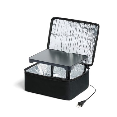 HOTLOGIC Mini Portable Electric Lunch Box Food Heater - Innovative Food Warmer and Heated Lunch Box for Adults Car/Home - Easily Cook, Reheat, and Keep Your Food Warm - Black (120V)