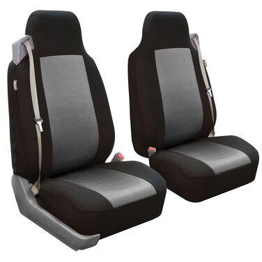 FH Group Front Set Cloth Car Seat Covers - Bucket Seats, 2 Piece Universal Fit, Washable Car Seat Cover for SUV, Sedan, Van in Gray