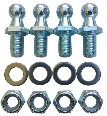 (4 Pack) 10mm Ball Studs with Hardware - 5/16-18 Thread x 1/2" Long Shank - Gas Lift Support Strut Fitting