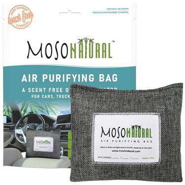 Moso Natural Car Air Freshener and Deodorizer   Long Lasting Bamboo Charcoal Odor Absorber   Non Toxic Odor Eliminator for Cars   Scent Free Air Purifying Bag