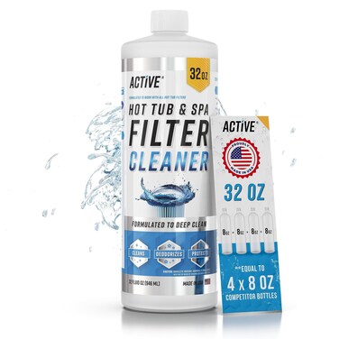 ACTIVE Spa Hot Tub Filter Cleaner - 32oz (2-4 Uses) Cleaning Soaking Solution, Hot Tubs &amp; Pool Cartridge Cleaner, Natural Power Degreaser to Revive &amp; Prolong O-Filters Life Time - Made in USA