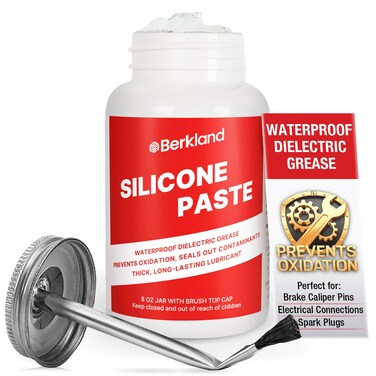 Silicone Paste Waterproof Dielectric Grease for Electrical Connectors, Spark Plugs, Automotive O-Ring Sealant, Brake Lube &amp; Plumbers Silicone Grease with Lid Brush (8oz)