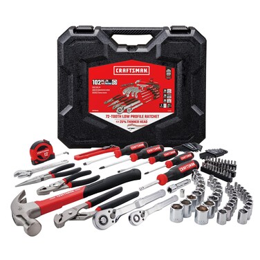 CRAFTSMAN 102-Piece Tool Kit for Home and Car, Durable Hand Tool Set with SAE/Metric Sockets (CMMT99449)