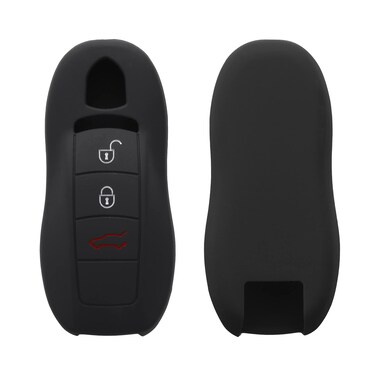 kwmobile Key Cover Compatible with Porsche 3 Button Car Key (only Keyless) - Soft Silicone Car Key Fob Holder Protector Case - Black