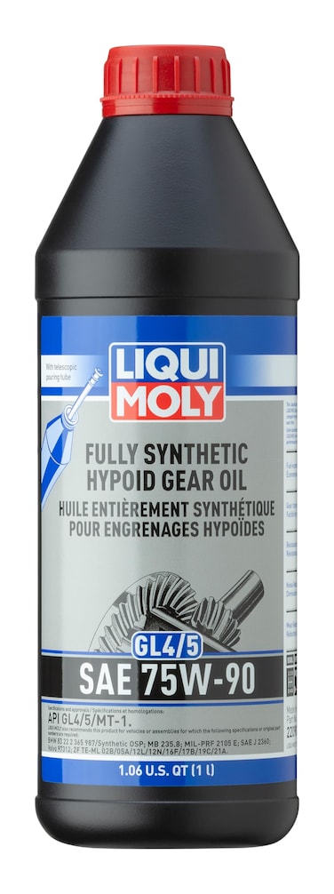 Liqui Moly Fully Synthetic Hypoid Gear Oil GL4/5 SAE 75W-90   1 Liter   SKU: 22090, Black