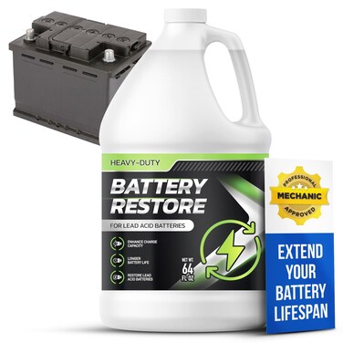 FORTIVO Battery Restorer and Desulfator for Lead Acid Battery - Prolong Life &amp; Boost Charge Capacity, Battery Acid Refill and Additive for Golf Cart, RVs, Bikes, ATVs, Car Battery 64oz